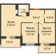 2 комнатная квартира 63,2 м² в ЖК Отражение, дом Литер 1.2 - планировка