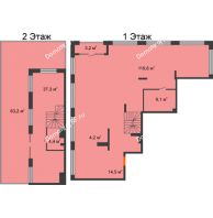 4 комнатные апартаменты 259,71 м² в Квартал 1А Первомайская, дом №3 - планировка