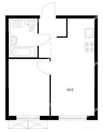 1 комнатная квартира 32,6 м² в ЖК Савин парк, дом корпус 8