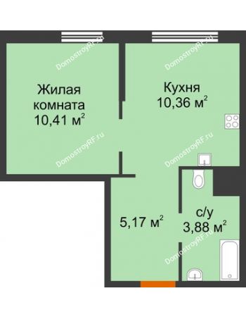 1 комнатная квартира 29,82 м² в ЖК Сердце Сибири, дом № 76, квартал Геологов (ГП-2)