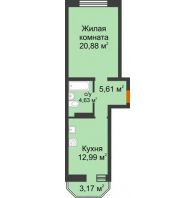1 комнатная квартира 45,06 м² в ЖК Светлоград, дом Литер 15 - планировка