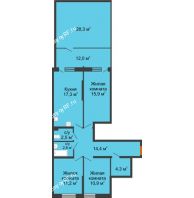 3 комнатная квартира 119,6 м² в ЖК Самолет, дом 4 очередь - Литер 22 - планировка