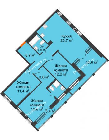3 комнатная квартира 80,4 м² в ЖК Андерсен парк, дом ГП-1