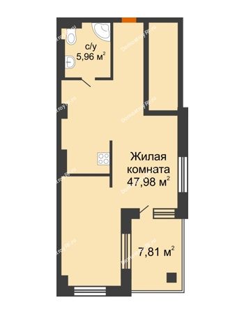 2 комнатная квартира 53,94 м² - Клубный дом Vivaldi (Вивальди)