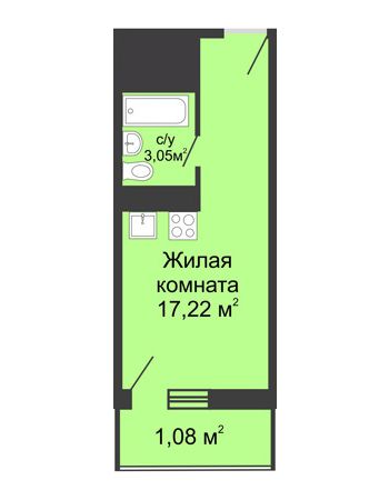 Студия 21,35 м² - ЖК Центральный-3