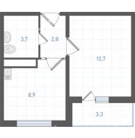 1 комнатная квартира 29,7 м² в ЖК Левенцовка парк, дом Корпус 8-12.2 - планировка