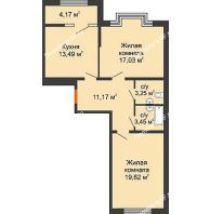 2 комнатная квартира 70,1 м² в ЖК Сердце, дом 1 - планировка