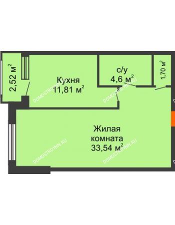Студия 52,91 м² - ЖК Сергиевская Слобода