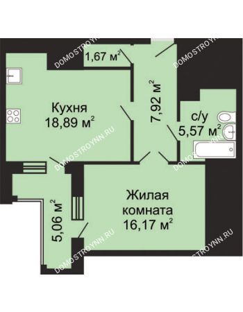 1 комнатная квартира 52,75 м² - ЖК Гелиос