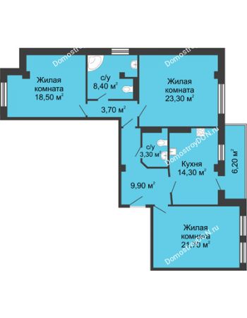 3 комнатная квартира 106,2 м² - ЖК Дом на Береговой