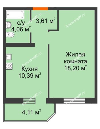 1 комнатная квартира 37,49 м² в ЖК Квартал №6 (Восточный), дом Литер 25