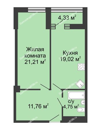 1 комнатная квартира 58,9 м² - ЖК Бристоль