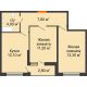 2 комнатная квартира 49,6 м² в ЖК Самолет, дом 1 очередь - Литер 2 - планировка