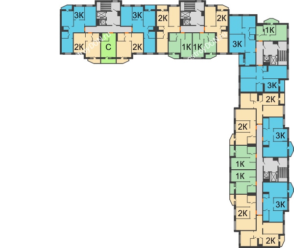 Планировка 13 этажа в доме Корпус 5-7 (Монолит) в ЖК 5 Элемент (Пятый Элемент)