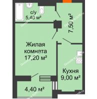 1 комнатная квартира 40,81 м² в ЖК Сокол Градъ, дом Литер 3 - планировка