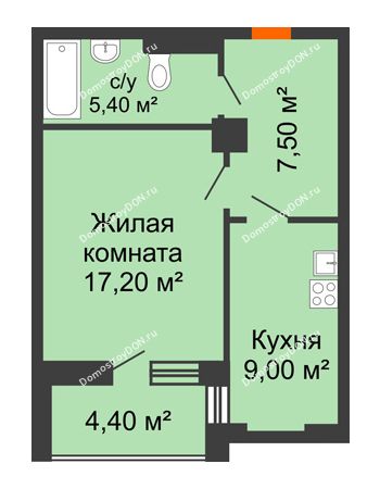 1 комнатная квартира 40,81 м² в ЖК Сокол Градъ, дом Литер 3 (6)