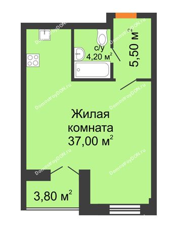 Студия 48,6 м² - ЖК Дом на 18-й Линии, 3
