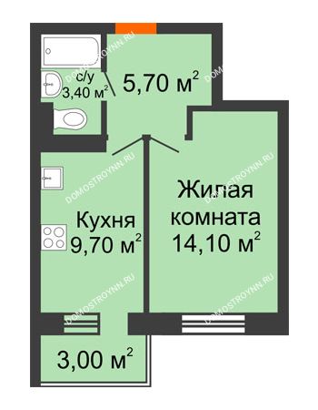 1 комнатная квартира 32,8 м² в ЖК Жюль Верн, дом № 1, корпус 1