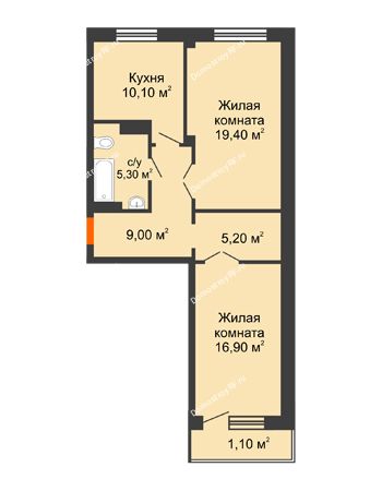 2 комнатная квартира 67 м² - ЖК GEO (ГЕО)