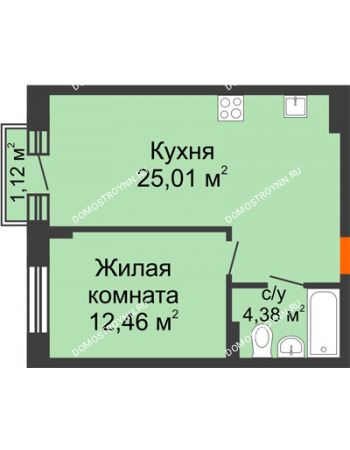 1 комнатная квартира 42,19 м² - ЖК Шаляпин