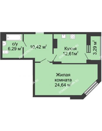 1 комнатная квартира 53,96 м² в ЖК Высоково, дом № 3