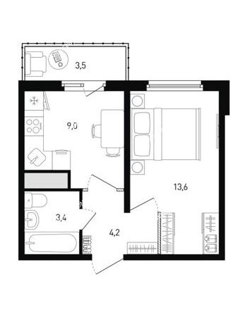 1 комнатная квартира 31,3 м² в ЖК Левенцовка парк, дом Корпус 8-10.2