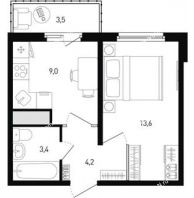 1 комнатная квартира 31,3 м² в ЖК Левенцовка парк, дом Корпус 8-10.2 - планировка