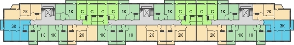 Планировка 6 этажа в доме № 2 в ЖК Мончегория