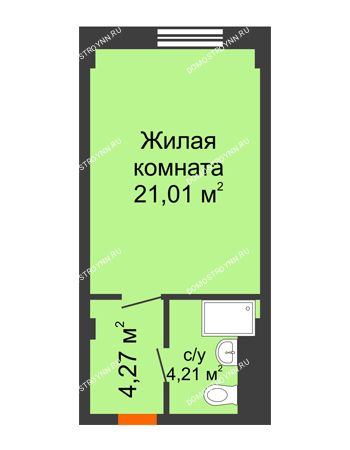 Студия 29,49 м² - Апартаменты Бирюза в Гордеевке