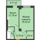 1 комнатная квартира 41,12 м² в ЖК Сокол на Оганова, дом Литер 6 - планировка