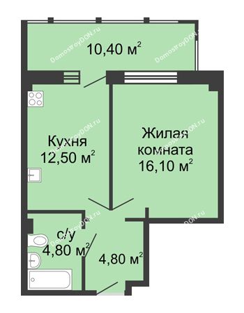 1 комнатная квартира 48,6 м² в ЖК Мега, дом № 2
