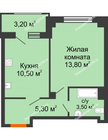 1 комнатная квартира 36,3 м² в ЖК Новая Пальмира, дом № 47