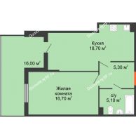 1 комнатная квартира 61,8 м² в ЖК Квартет, дом Литер 3 - планировка