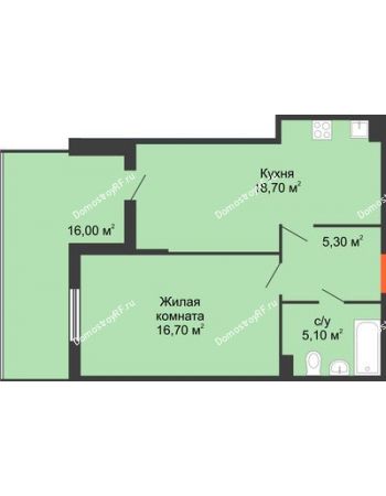 1 комнатная квартира 61,8 м² в ЖК Квартет, дом Литер 3