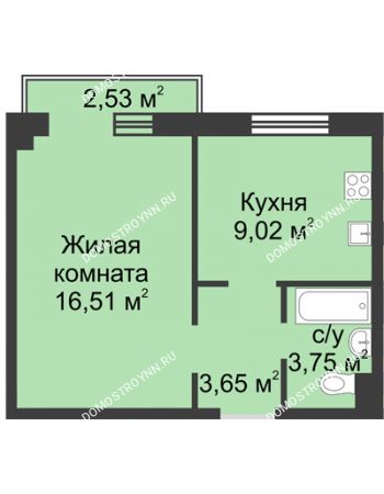 1 комнатная квартира 31,78 м² в ЖК Тридесятое (Экопарк Березовка), дом № 19