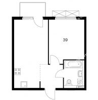 1 комнатная квартира 39 м² в ЖК Савин парк, дом корпус 3 - планировка