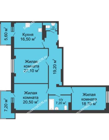 3 комнатная квартира 115,1 м² - ЖК Нахичевань
