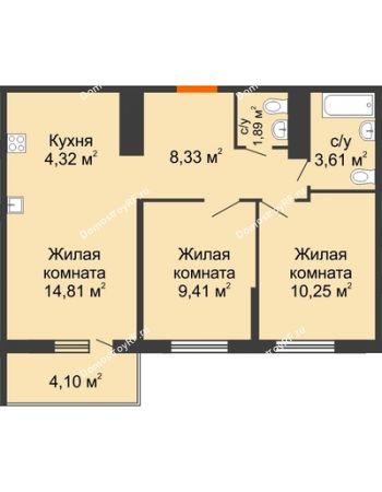 2 комнатная квартира 53,85 м² в ЖК Все свои VIP, дом Литер 5
