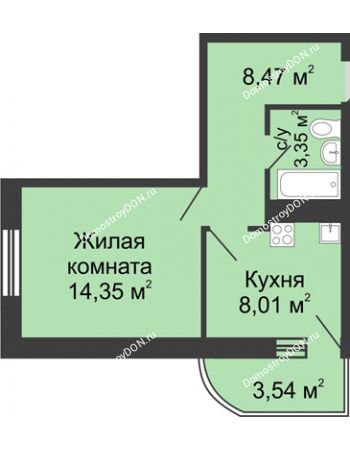 1 комнатная квартира 35,24 м² в ЖК Сельмаш, дом Литер 2