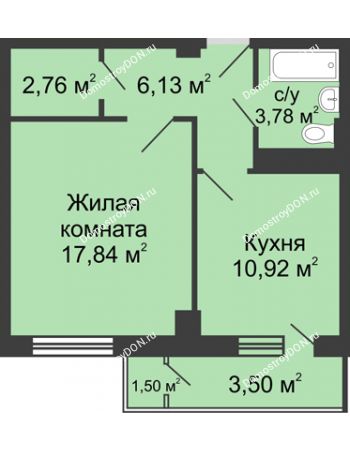 1 комнатная квартира 45,1 м² в ЖК НОРД-Премьер, дом № 12