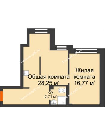 2 комнатная квартира 47,7 м² в Микрорайон Новая жизнь, дом позиция 19