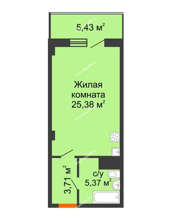 Студия 36,24 м² - Жилой дом на Светлогорской	