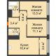 2 комнатная квартира 58,6 м² в Квартал Новин, дом 6 очередь ГП-6 - планировка