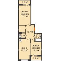 2 комнатная квартира 70,64 м² в Макрорайон Амград, дом № 4 - планировка