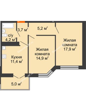 2 комнатная квартира 58,7 м² - ЖД По ул. Минской 43/3