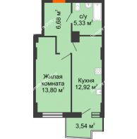 1 комнатная квартира 39,5 м² в ЖК Город у реки, дом Литер 7 - планировка