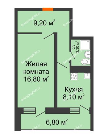 1 комнатная квартира 40,8 м² в ЖК Звезда Столицы, дом Литер 5