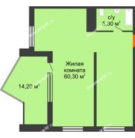 1 комнатная квартира 72,7 м² в ЖК Элегант, дом Литер 10 - планировка
