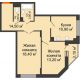 2 комнатная квартира 64 м² в ЖК Высота, дом 4 позиция - планировка