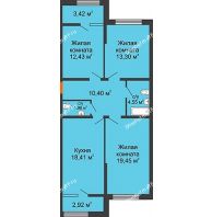 3 комнатная квартира 83,67 м², ЖК Сердце - планировка